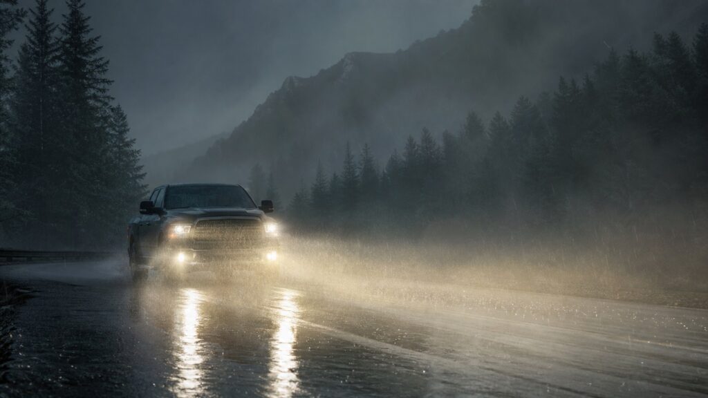 universal fog lights shopping setup for weather and road conditions with practical vehicle-focused details