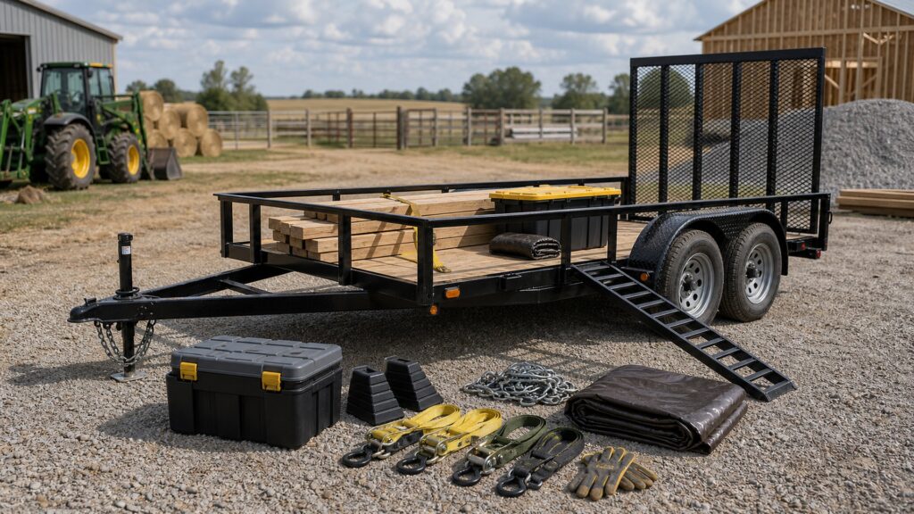 utility trailers shopping setup for farm and jobsite use with practical vehicle-focused details