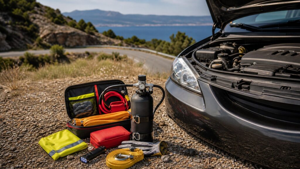 vehicle fire suppressant systems shopping setup for roadside emergency prep with practical vehicle-focused details