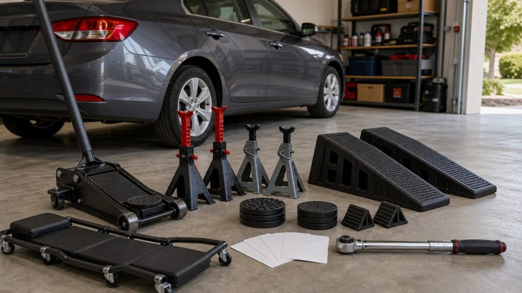 vehicle lifting equipment shopping setup for home garage workflows with practical vehicle-focused details