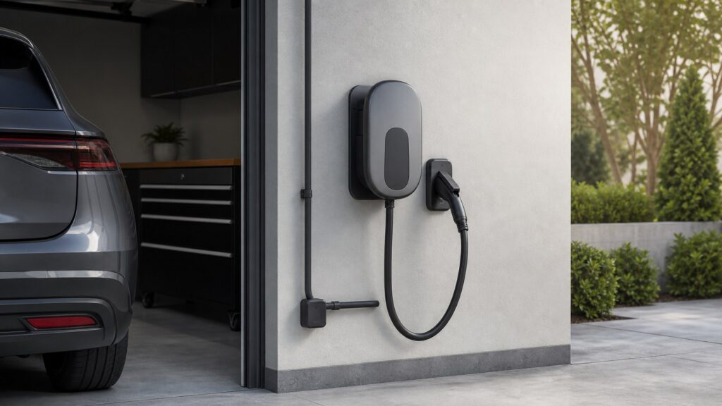 wall mounted ev chargers shopping setup for home charging setup with practical vehicle-focused details