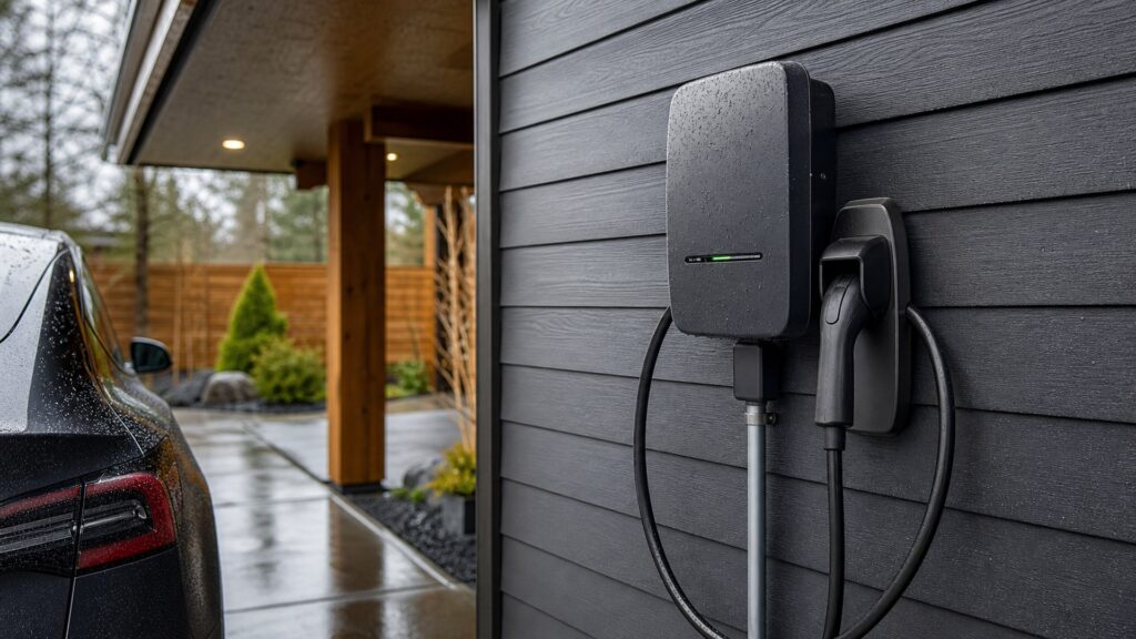 wall mounted ev chargers shopping setup for outdoor charging installations with practical vehicle-focused details