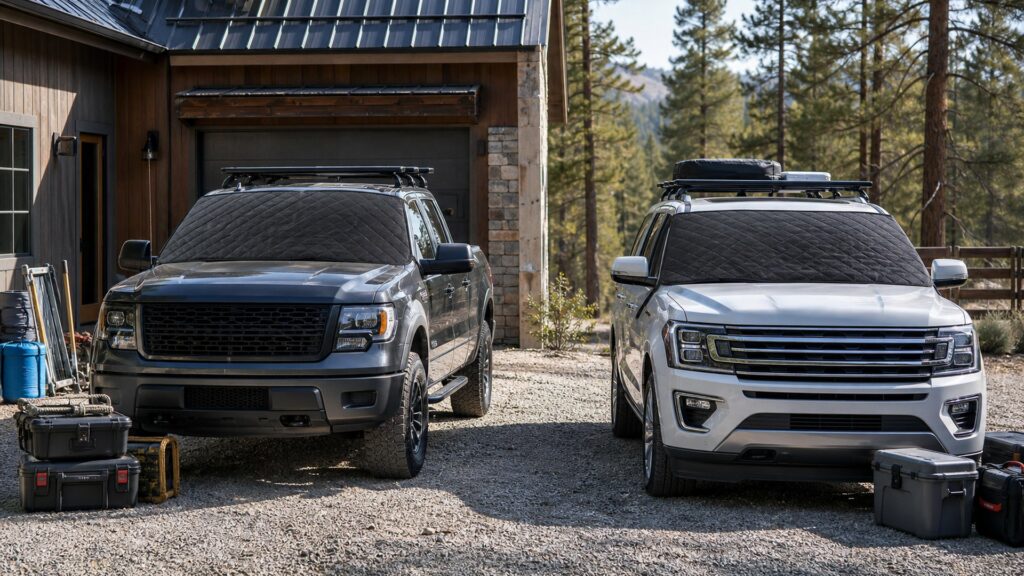 windshield covers shopping setup for truck and suv utility builds with practical vehicle-focused details