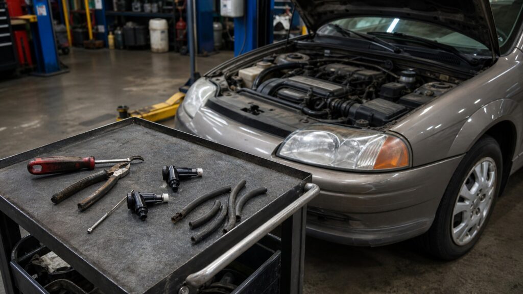 windshield washer nozzles shopping setup for high-mileage vehicle repairs with practical vehicle-focused details