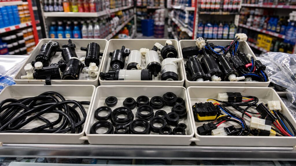 windshield washer pumps shopping setup for aftermarket part selection with practical vehicle-focused details