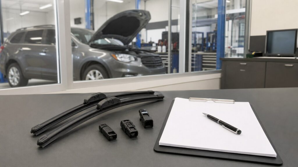 windshield wiper blades shopping setup for repair shop estimate reviews with practical vehicle-focused details