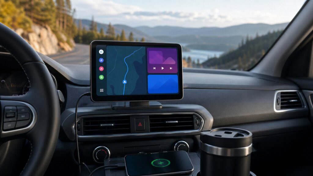 wireless carplay displays shopping setup for road trip technology needs with practical vehicle-focused details