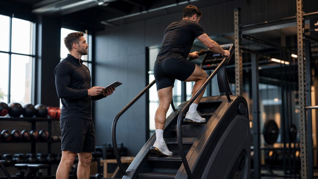 stair machines training function explainer hero image for Review Streets