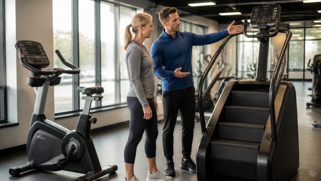 stair machines explainer hero image for Review Streets