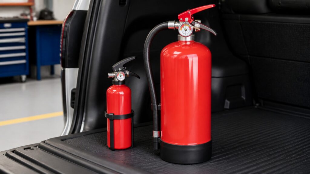 compact vehicle fire extinguishers explainer hero image for Review Streets