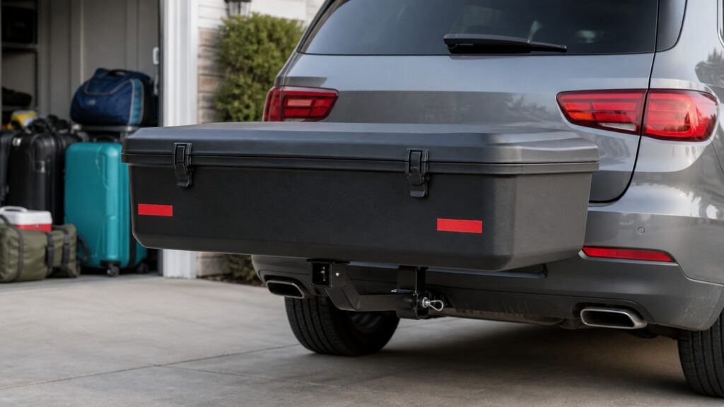 hitch mounted storage boxes explainer hero image for Review Streets