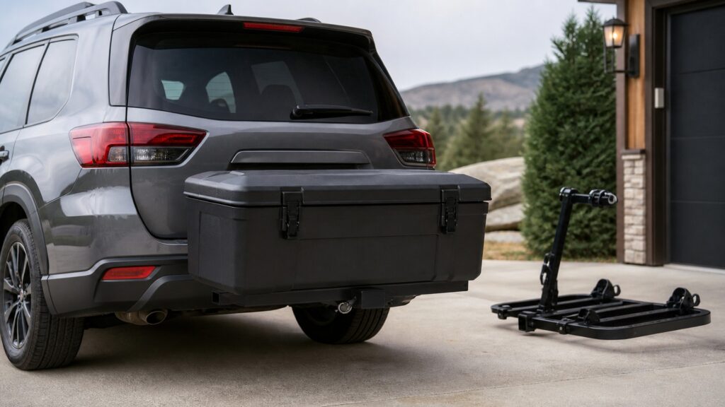 hitch mounted storage boxes explainer hero image for Review Streets