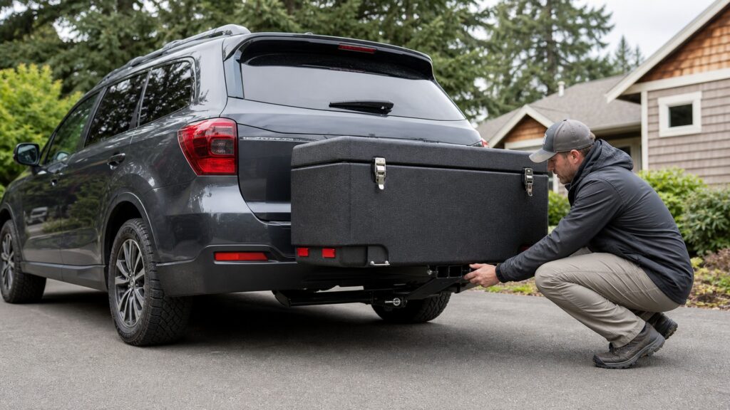 hitch mounted storage boxes explainer hero image for Review Streets