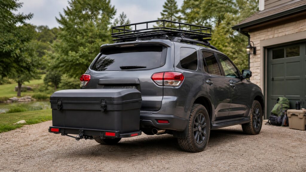 hitch mounted storage boxes explainer hero image for Review Streets