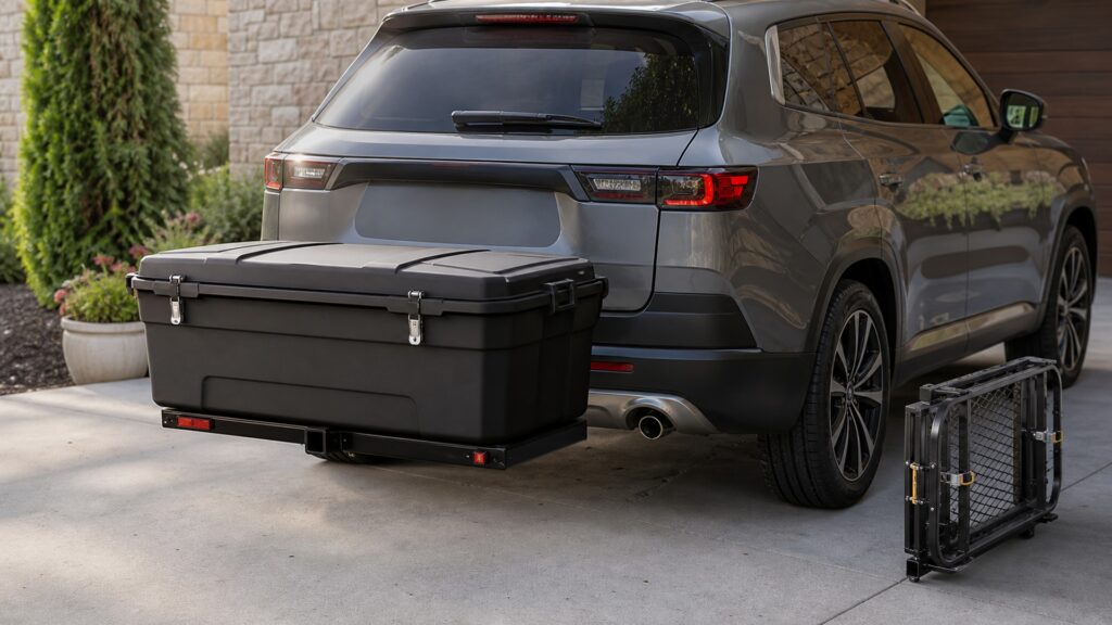 hitch mounted storage boxes explainer hero image for Review Streets