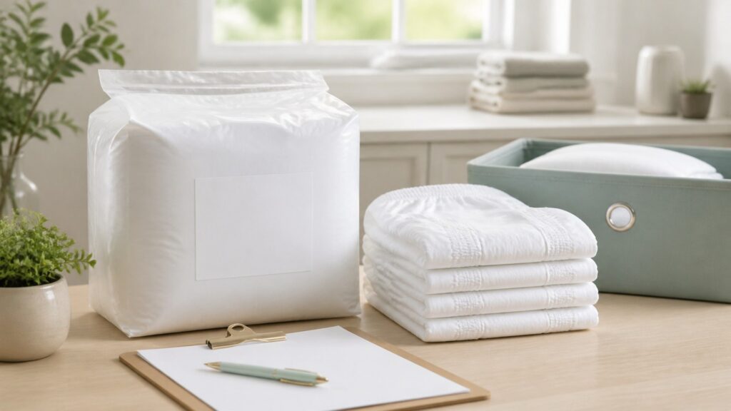 Unbranded adult incontinence underwear products arranged for a careful buying comparison
