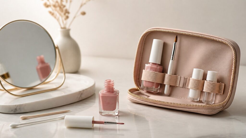Unbranded editorial arrangement illustrating At-Home Nail Systems Buying Guide for Quick Touch-Ups
