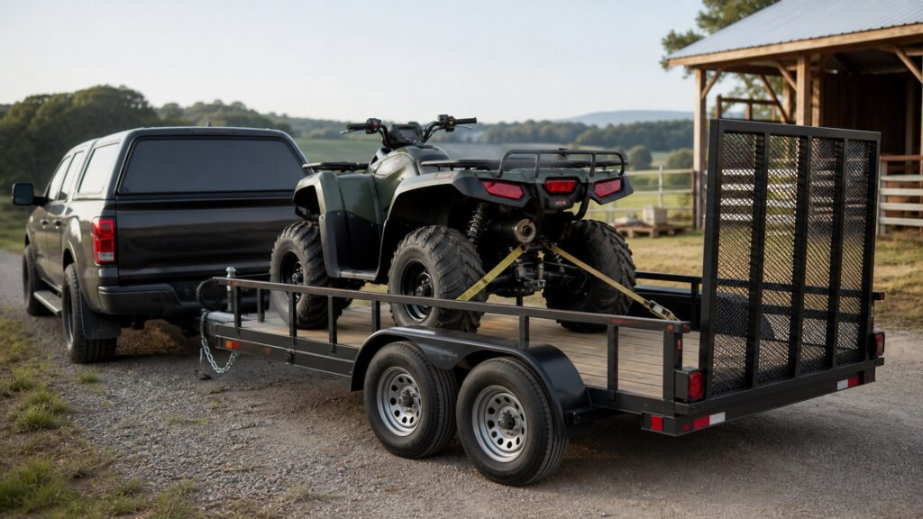 atv utility trailers shopping setup for farm and jobsite use with practical vehicle-focused details