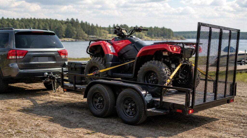 atv utility trailers shopping setup for rv and boat towing with practical vehicle-focused details