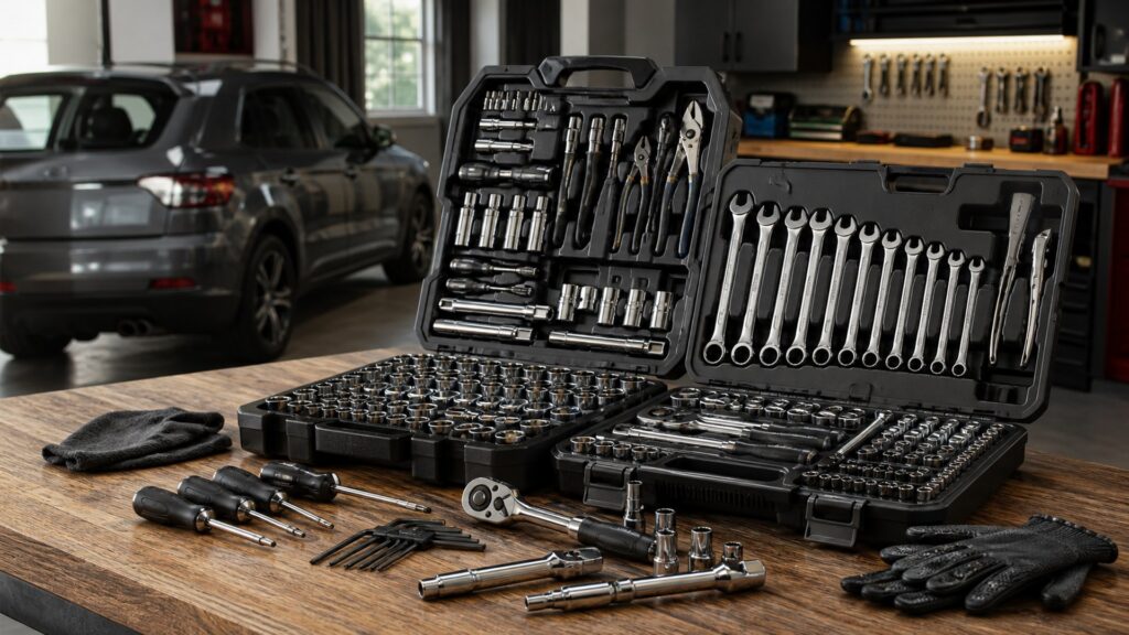 automotive tool sets shopping setup for home garage workflows with practical vehicle-focused details
