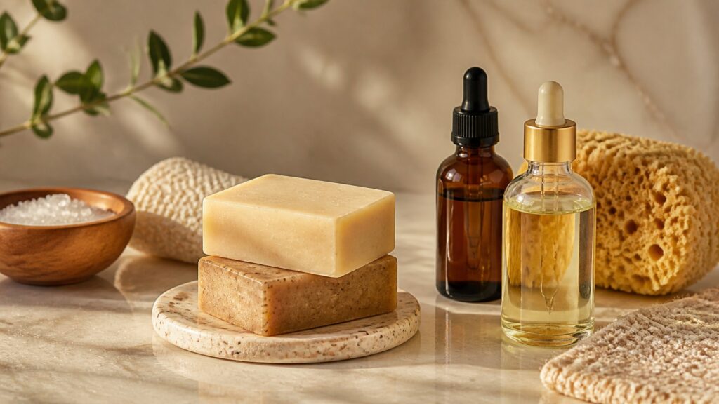 Unbranded bar soap arranged for a right one buying guide