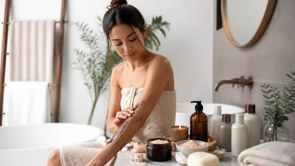 unbranded bath & body arranged for self-care routines