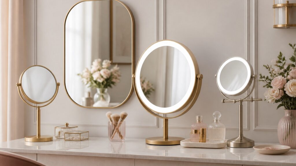 Unbranded editorial arrangement for beauty mirrors for general selection