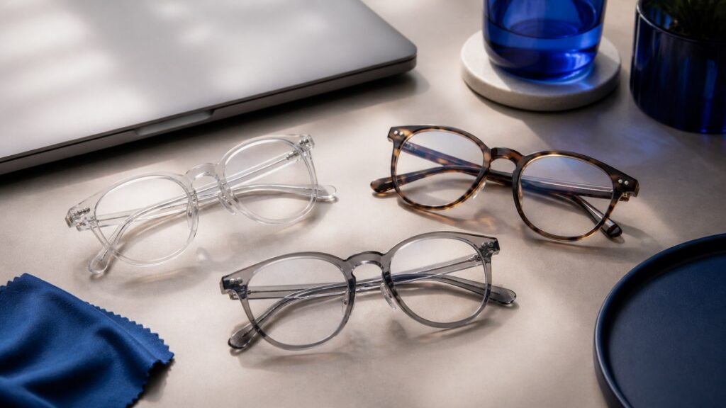 Unbranded blue light glasses products arranged for a careful buying comparison