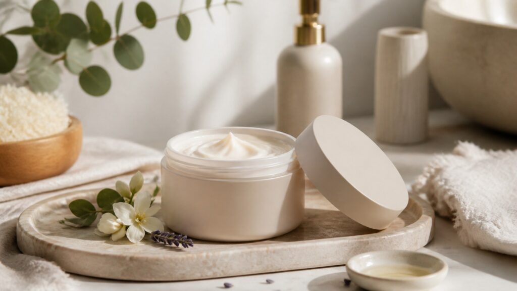 Unbranded body cream arranged for a scent and formula preferences buying guide