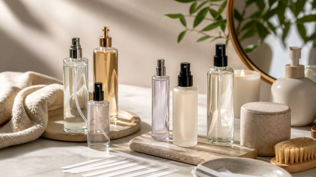 Unbranded editorial arrangement illustrating Body Fragrance Buying Guide: How to Choose the Right One