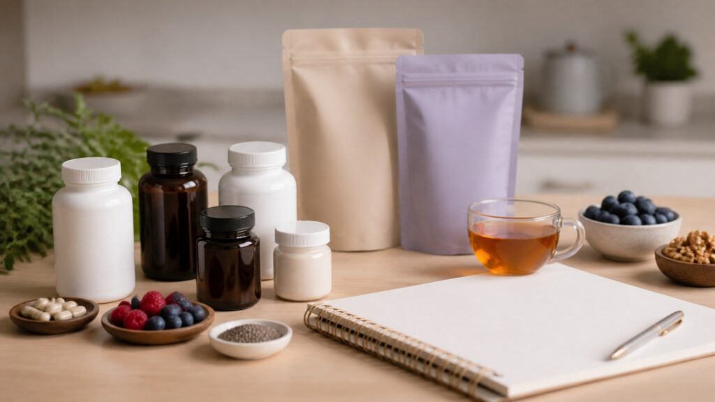 Unbranded brain & mood supplements products arranged for a careful buying comparison
