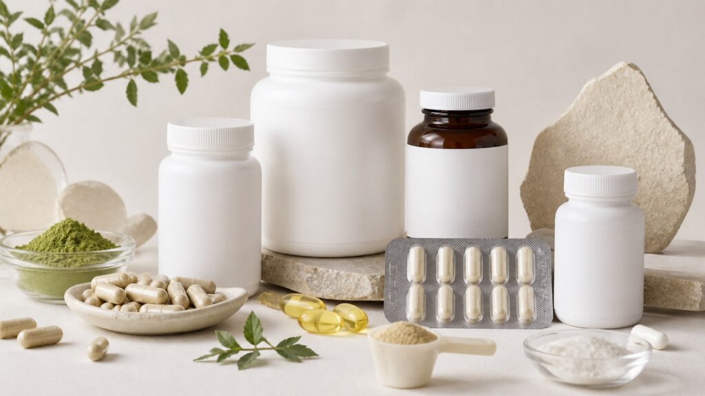 Unbranded brain & mood supplements products arranged for a careful buying comparison