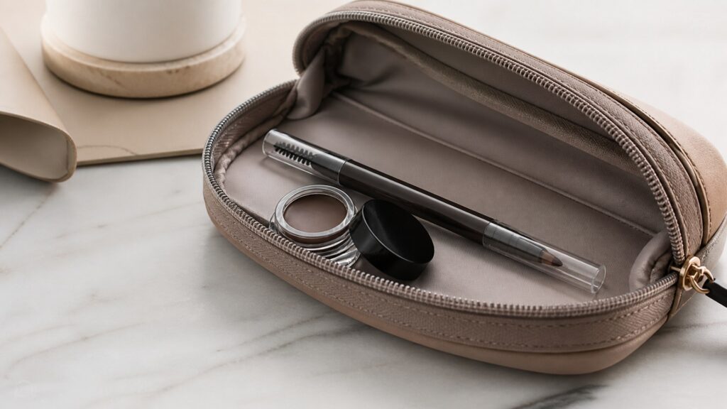 Unbranded editorial arrangement illustrating Brow Products Buying Guide for Travel Bags