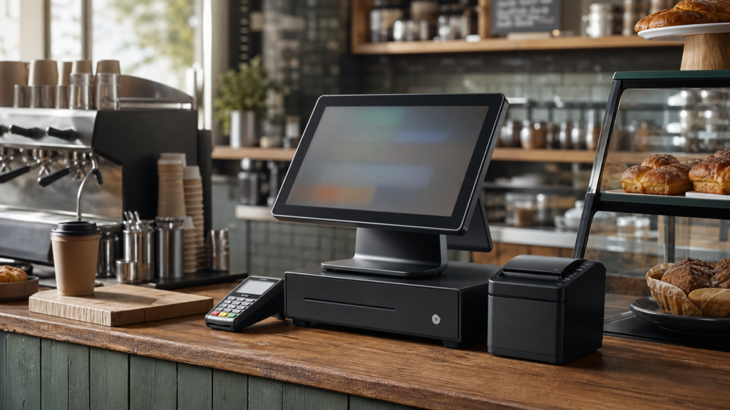 Ultra photorealistic POS hero image for CAKE POS Review: Performance, Pros, and Cons