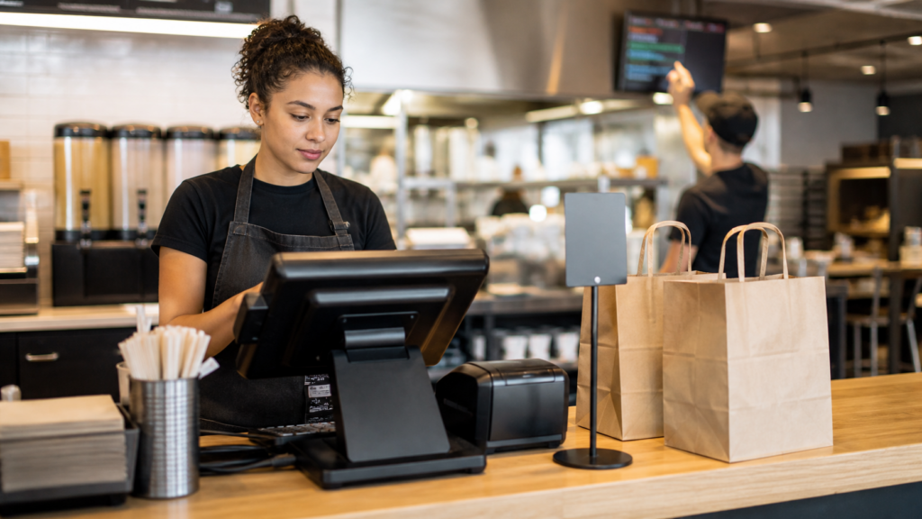 Ultra photorealistic POS operations hero image for CAKE POS Review for Quick Service Restaurant POS