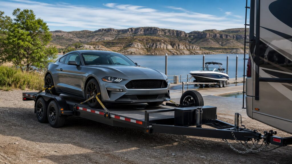 car hauler trailers shopping setup for rv and boat towing with practical vehicle-focused details