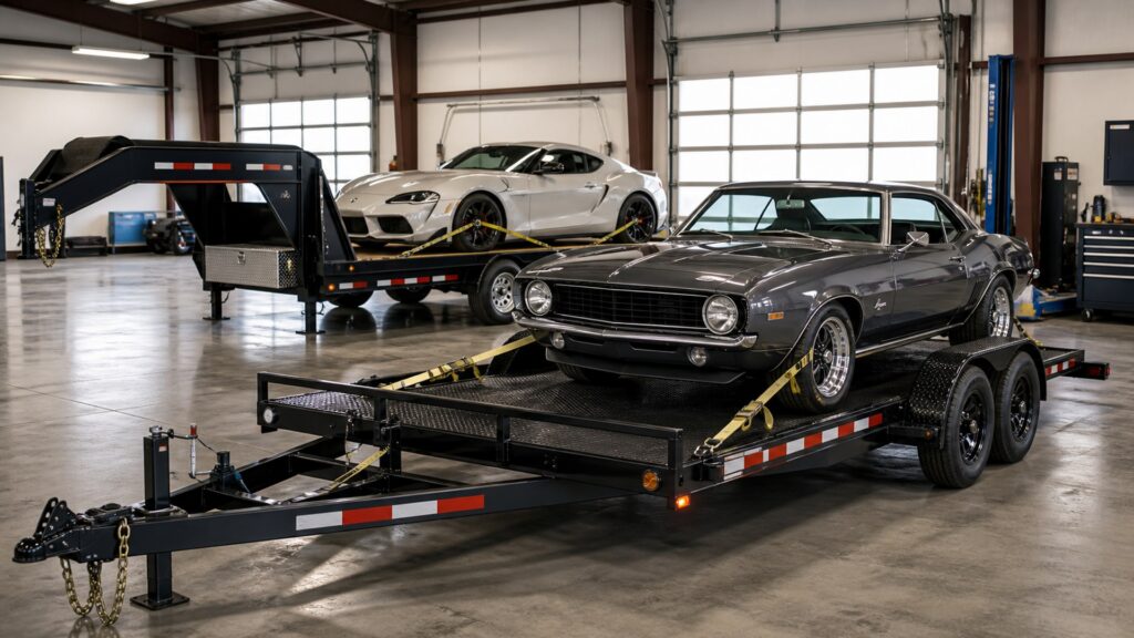 car hauler trailers shopping setup for overall selection with practical vehicle-focused details
