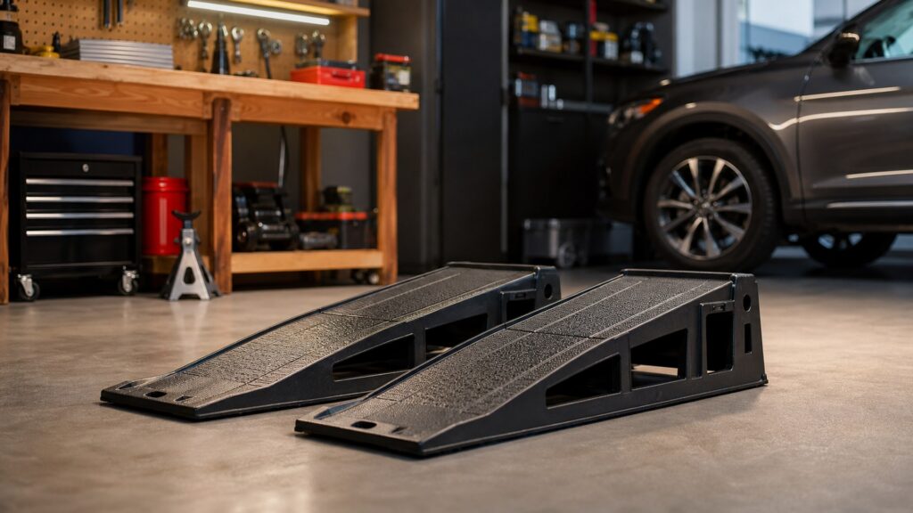 car ramps shopping setup for home garage workflows with practical vehicle-focused details