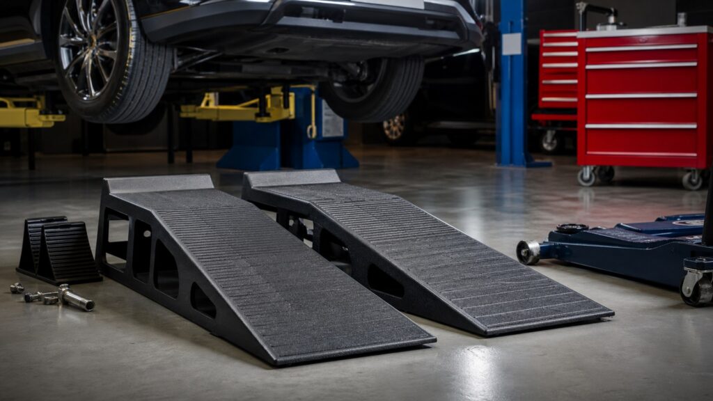 car ramps shopping setup for lift and safety requirements with practical vehicle-focused details