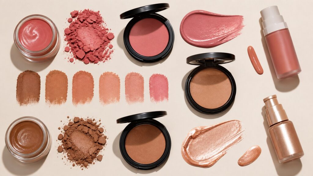 Unbranded editorial arrangement illustrating Cheek Makeup Buying Guide: How to Choose the Right One