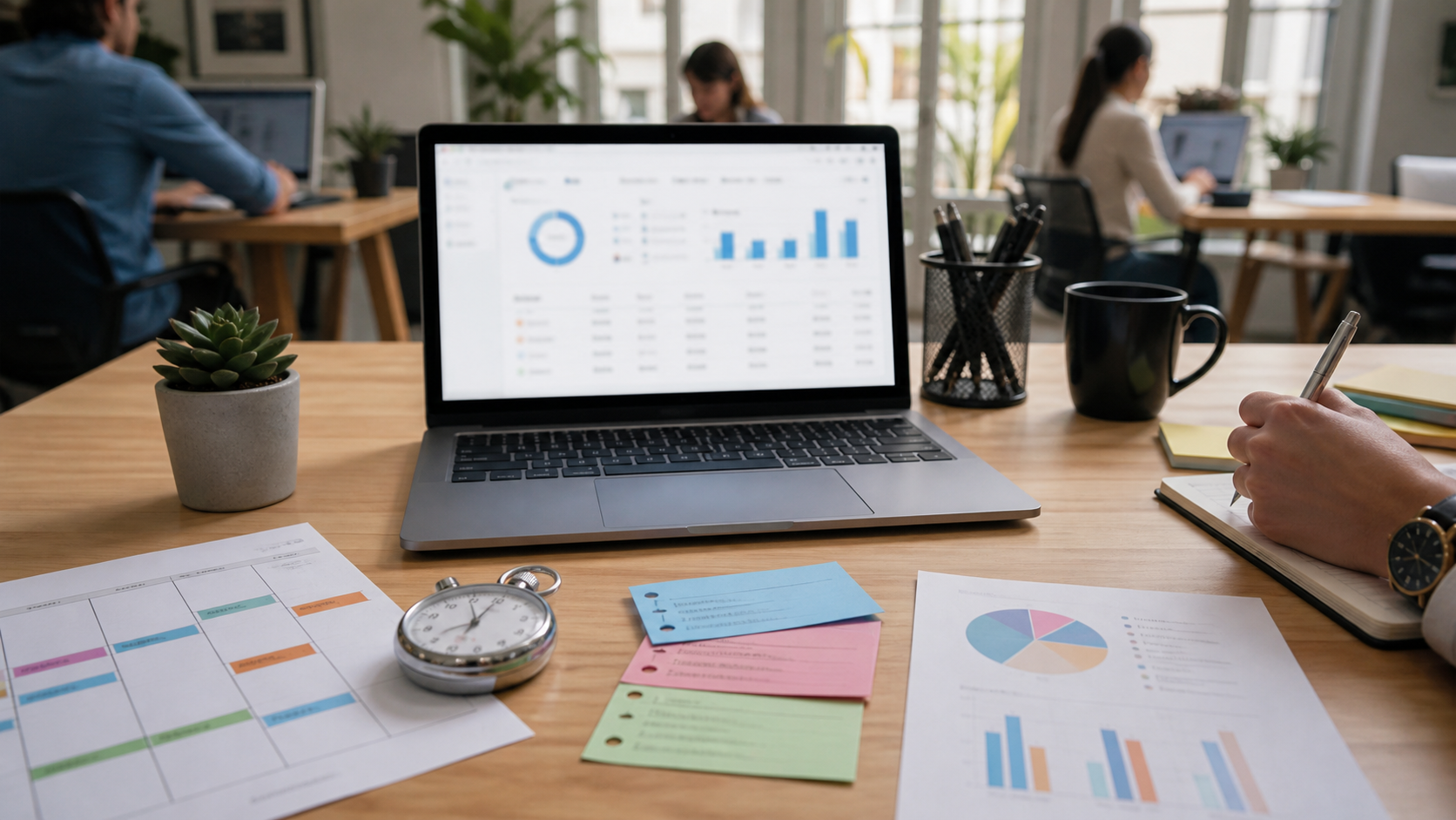 Ultra photorealistic time tracking software hero image for Clockify Review for Project Time Tracking Software