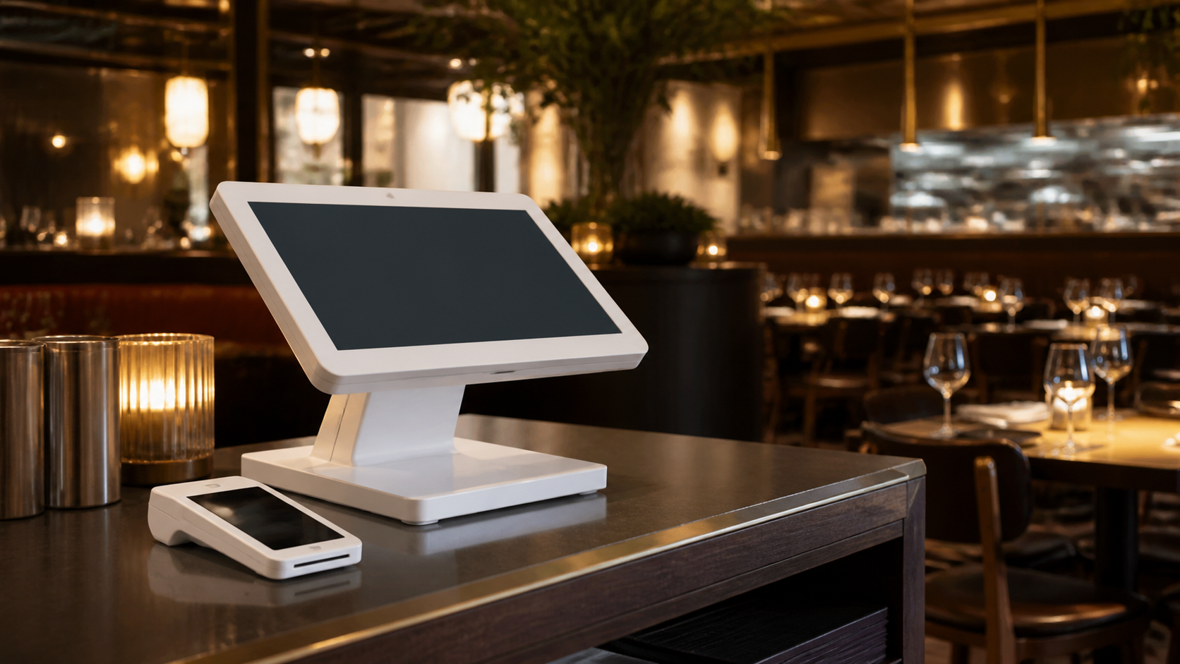Ultra photorealistic POS hero image for Clover POS Review for Full Service Restaurant POS