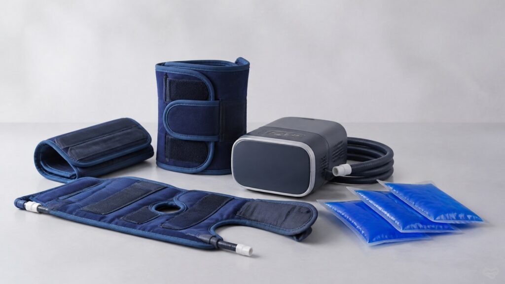 Unbranded cold therapy devices products arranged for a careful buying comparison