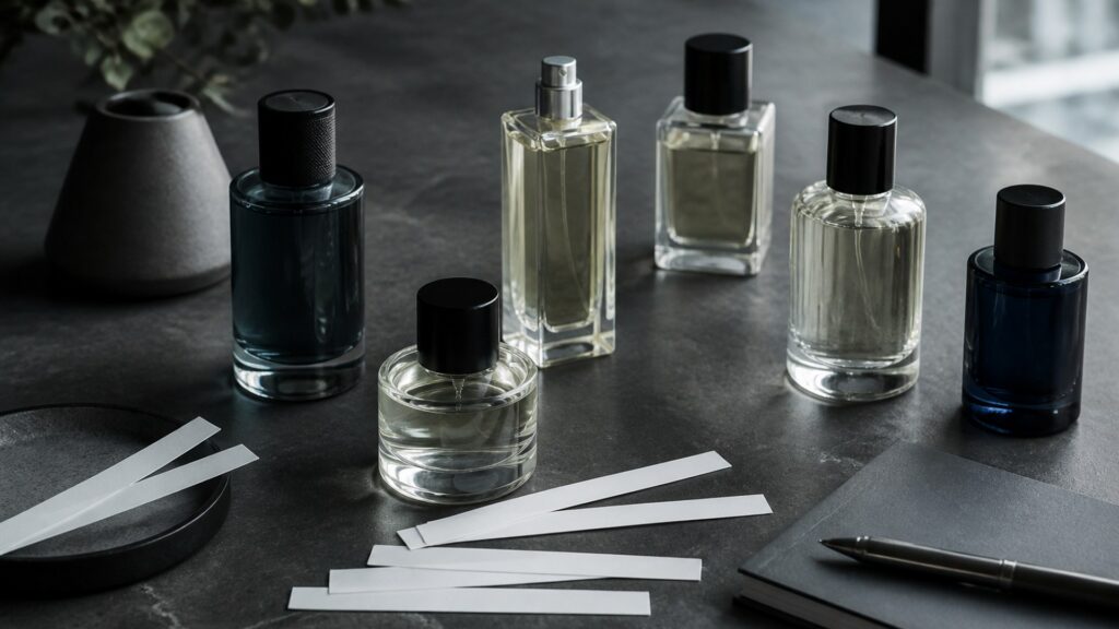 Unbranded editorial arrangement illustrating Cologne Buying Guide: How to Choose the Right One