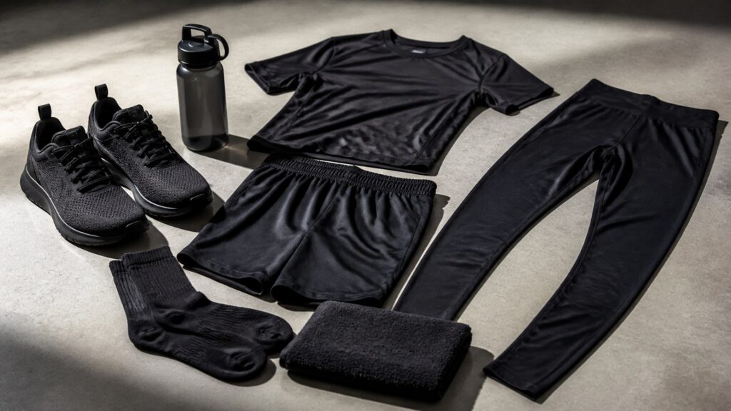compression apparel for training days arranged in a practical buyer guide scene
