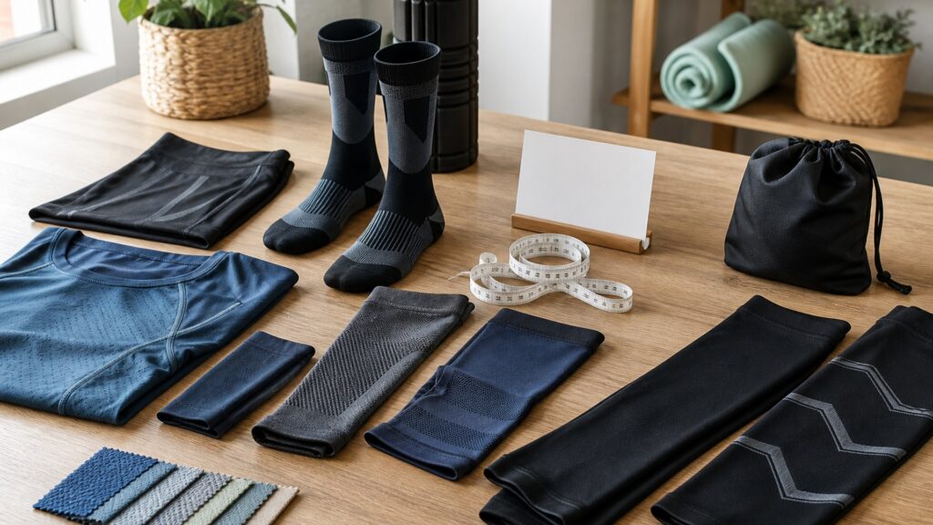 Unbranded compression wear products arranged for a careful buying comparison