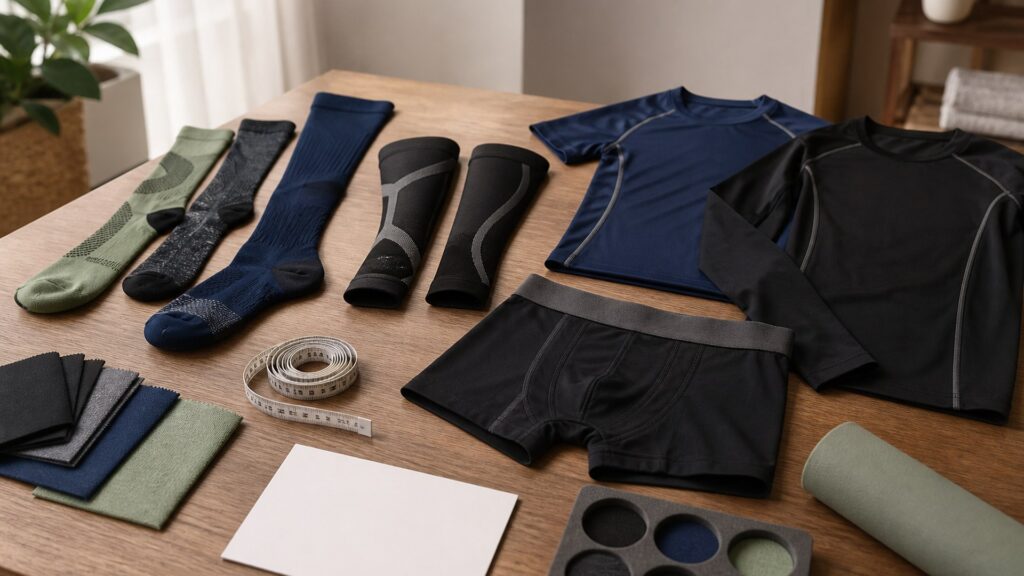 Unbranded compression wear products arranged for a careful buying comparison