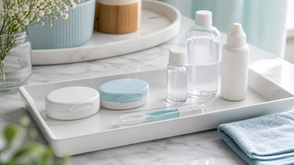 Unbranded contact lens accessories products arranged for a careful buying comparison