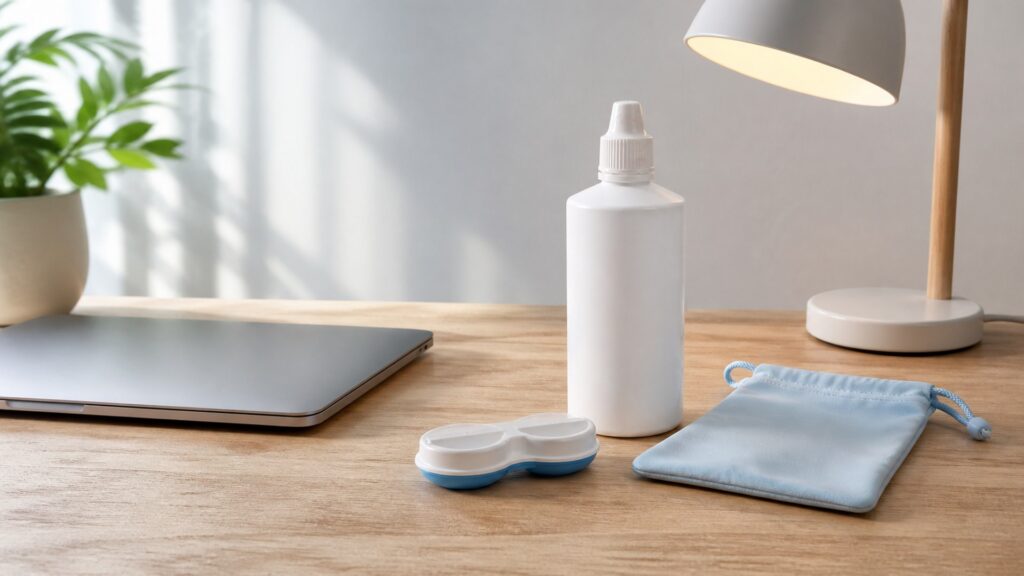 Unbranded contact lens accessories products arranged for a careful buying comparison