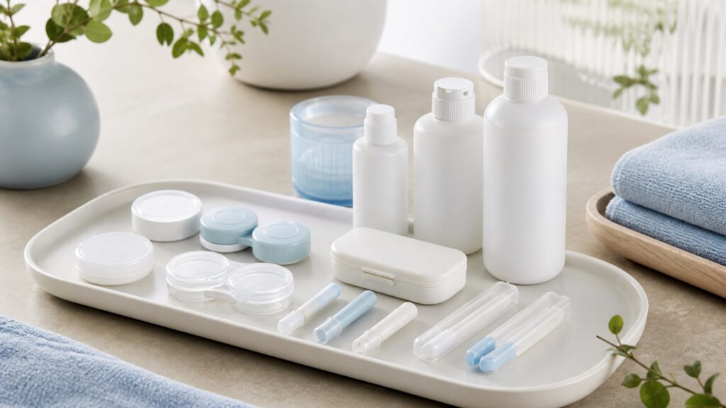 Unbranded contact lens accessories products arranged for a careful buying comparison